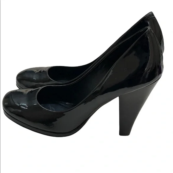 DELMAN black patent leather Bonnie heels size 8.5M - Picture 4 of 10